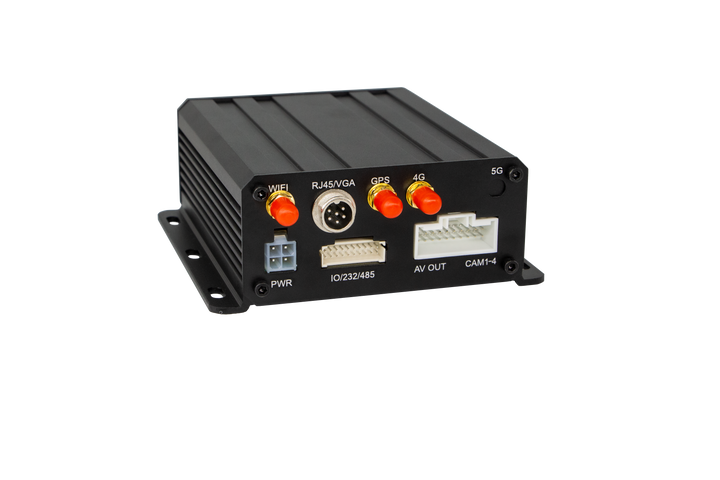 A 4-channel AI MDVR with multiple ports on the front panel.