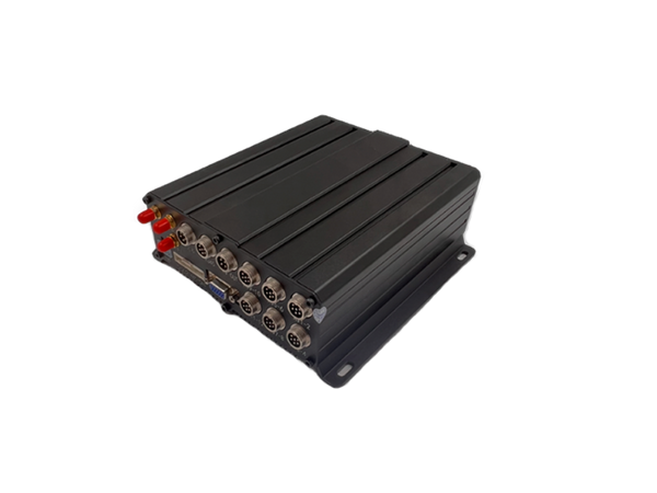 Black electronic device with multiple connectors. AI Mobile DVR.